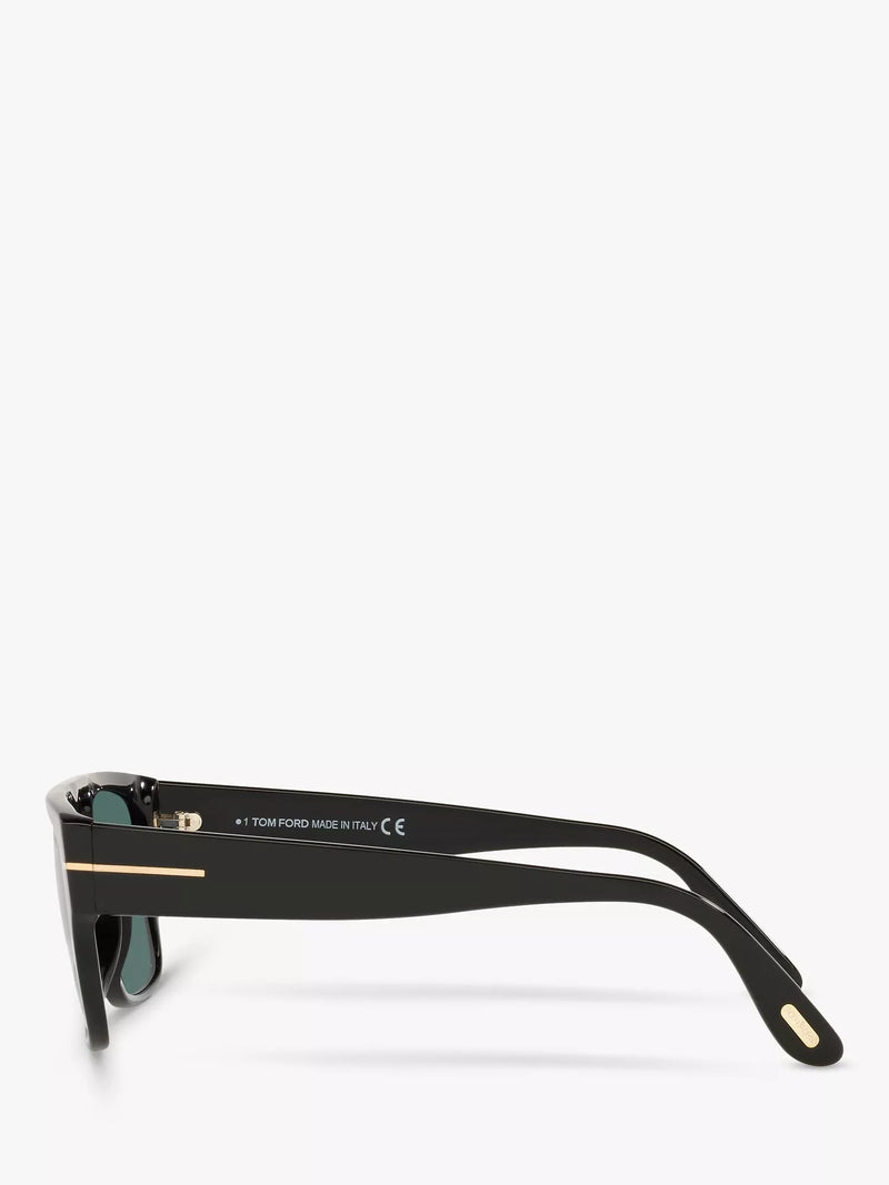 TOM FORD rectangular sunglasses TR001363 shiny black blue - British product