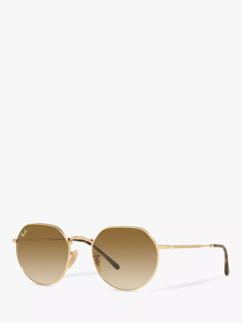 Ray-Ban Jack hexagonal sunglasses gold brown gradient 51mm, imported from the UK
