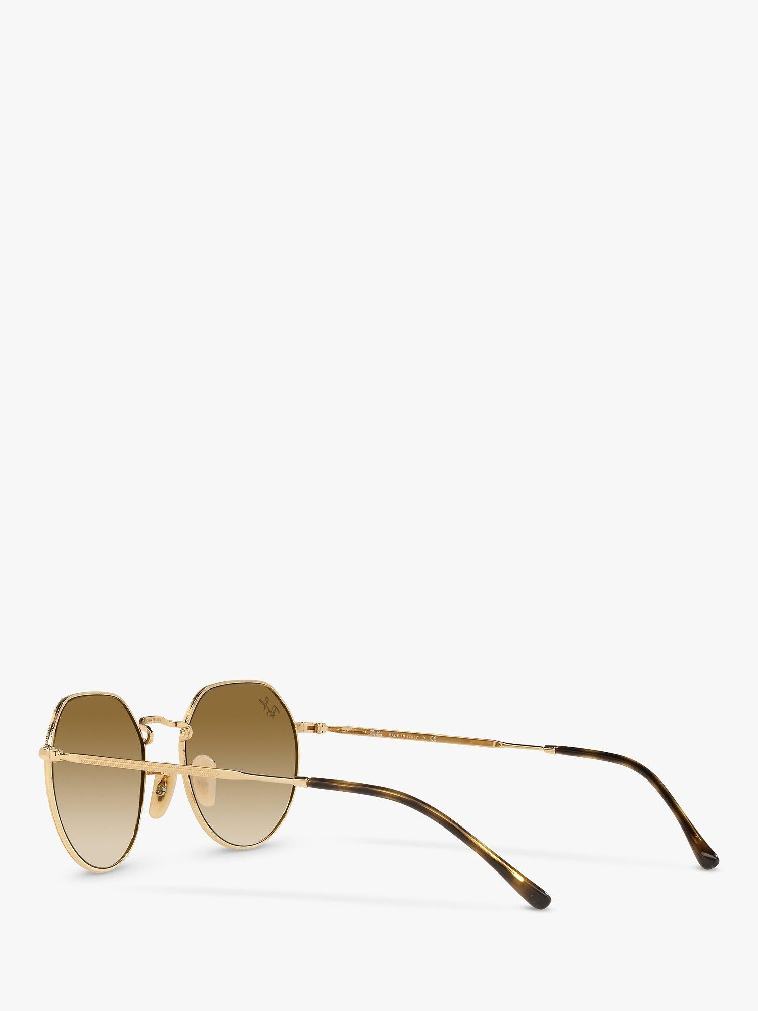 Ray-Ban Jack hexagonal sunglasses gold brown gradient 51mm, imported from the UK