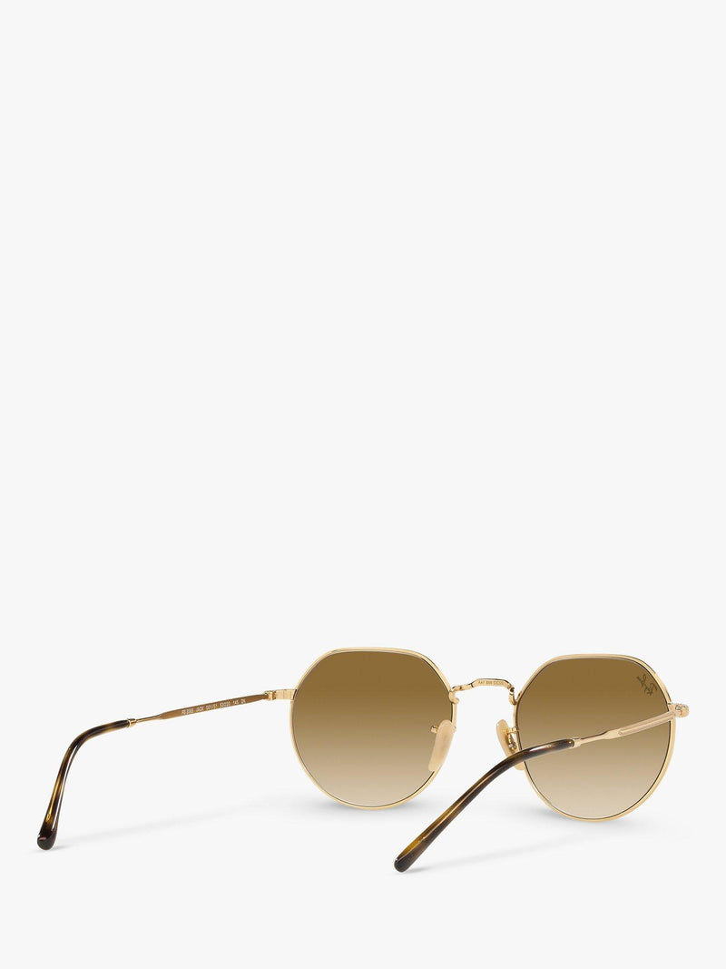 Ray-Ban Jack hexagonal sunglasses gold brown gradient 51mm, imported from the UK