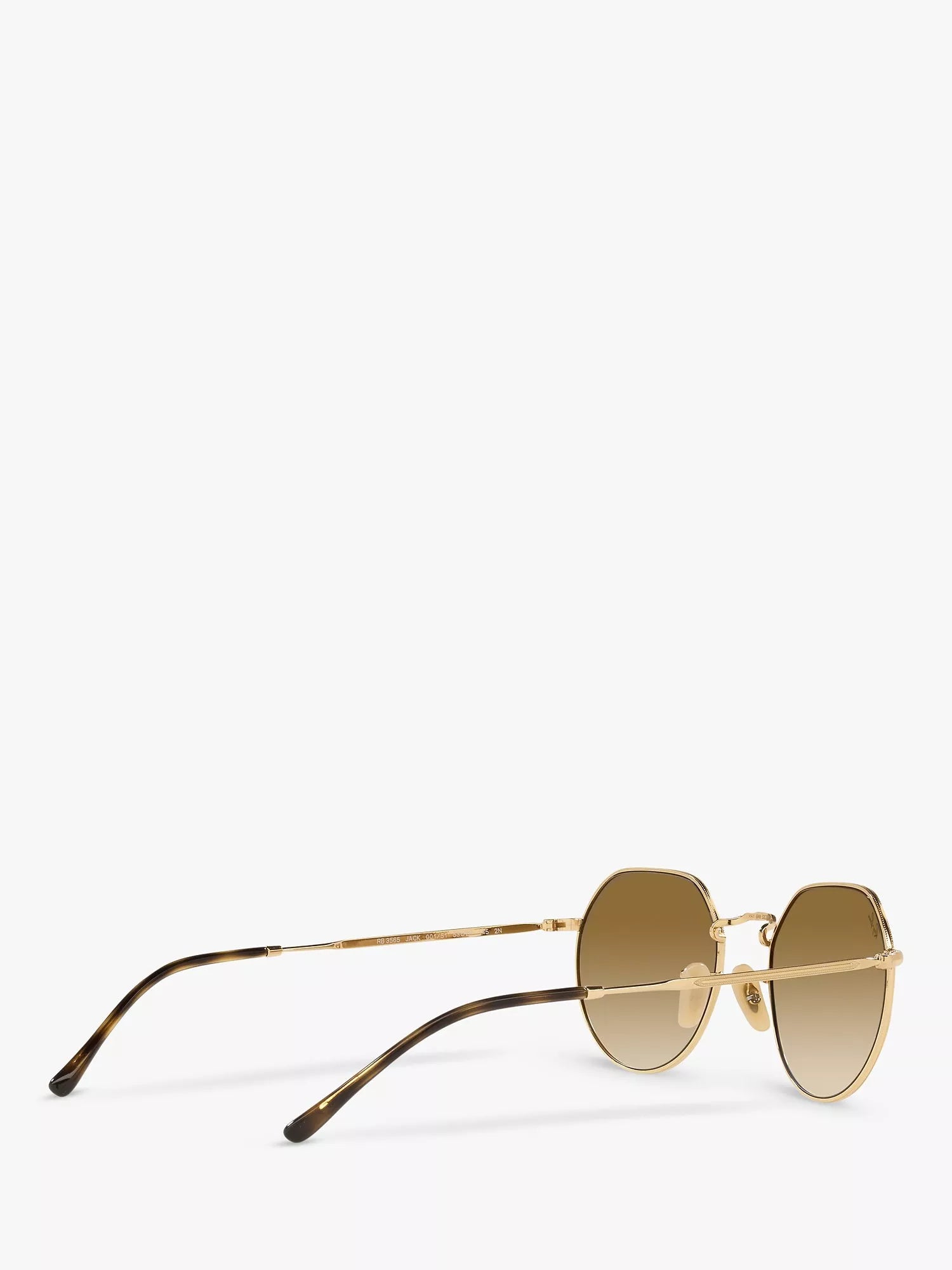 Ray-Ban Jack hexagonal sunglasses gold brown gradient 51mm, imported from the UK