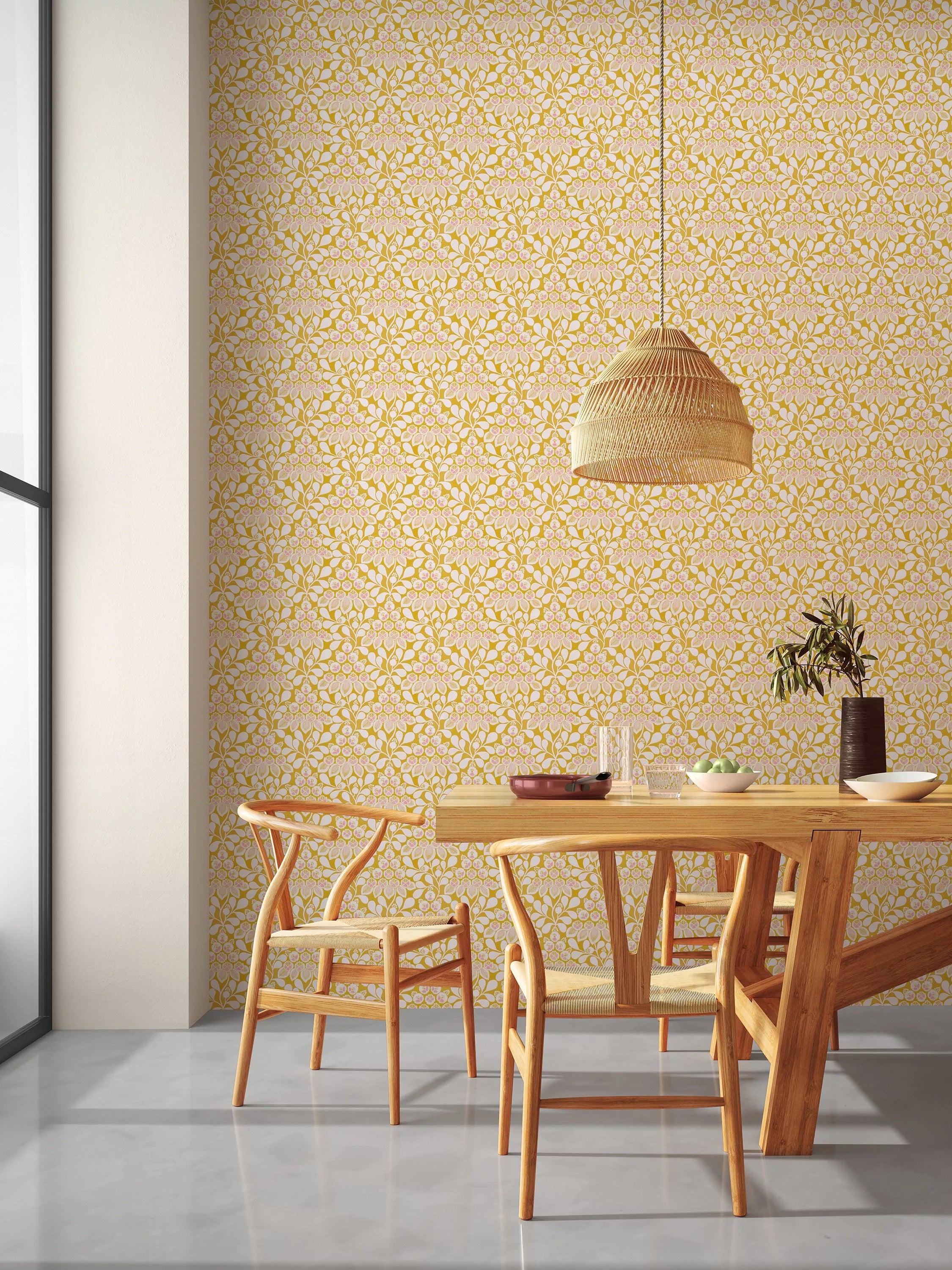Scion Elsa wallpaper yellow blush pink roll 10m x 52cm (British brand)