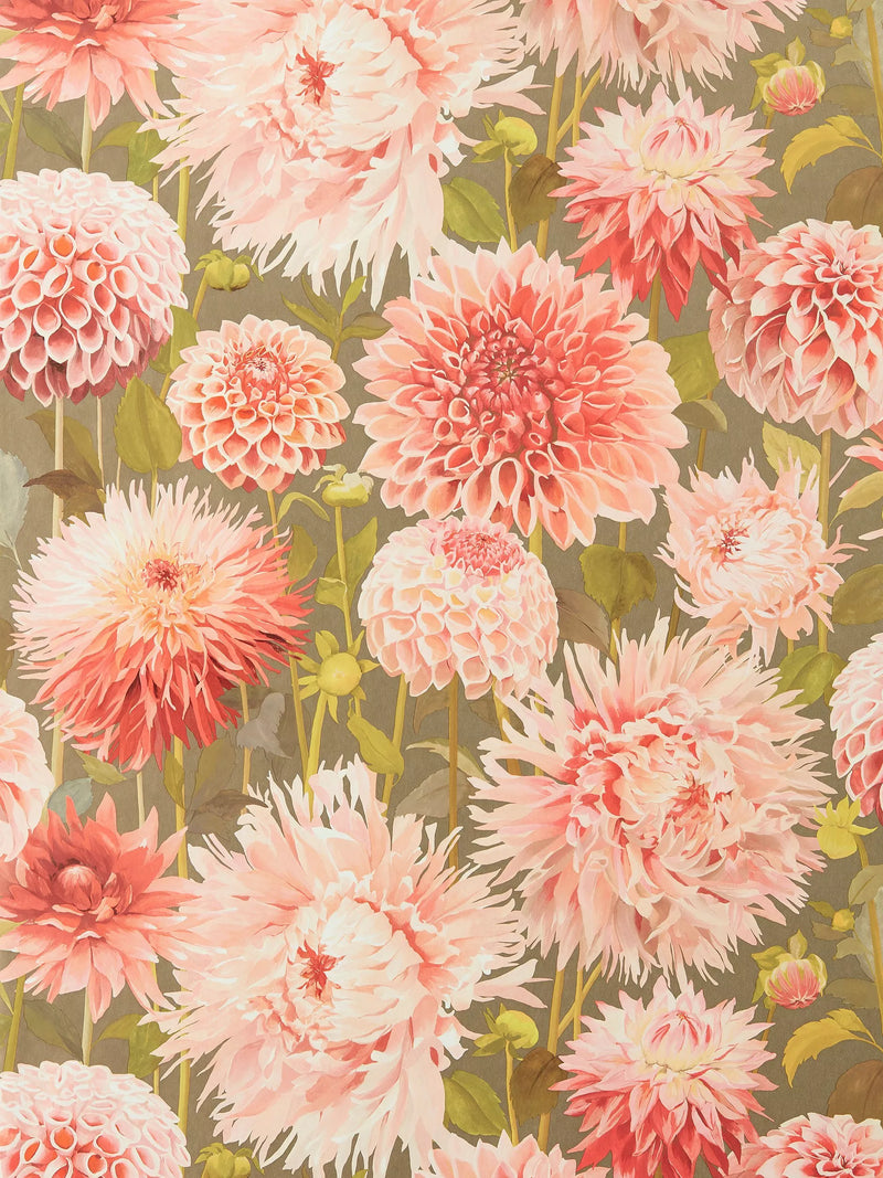 Dahlia floral wallpaper with hand-painted design, UK version