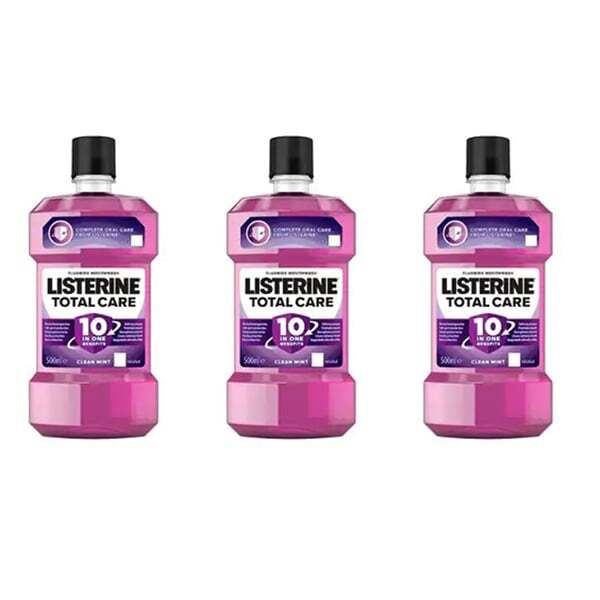 Listerine Total Care Mouthwash Clean Mint 500ml x 3, UK version