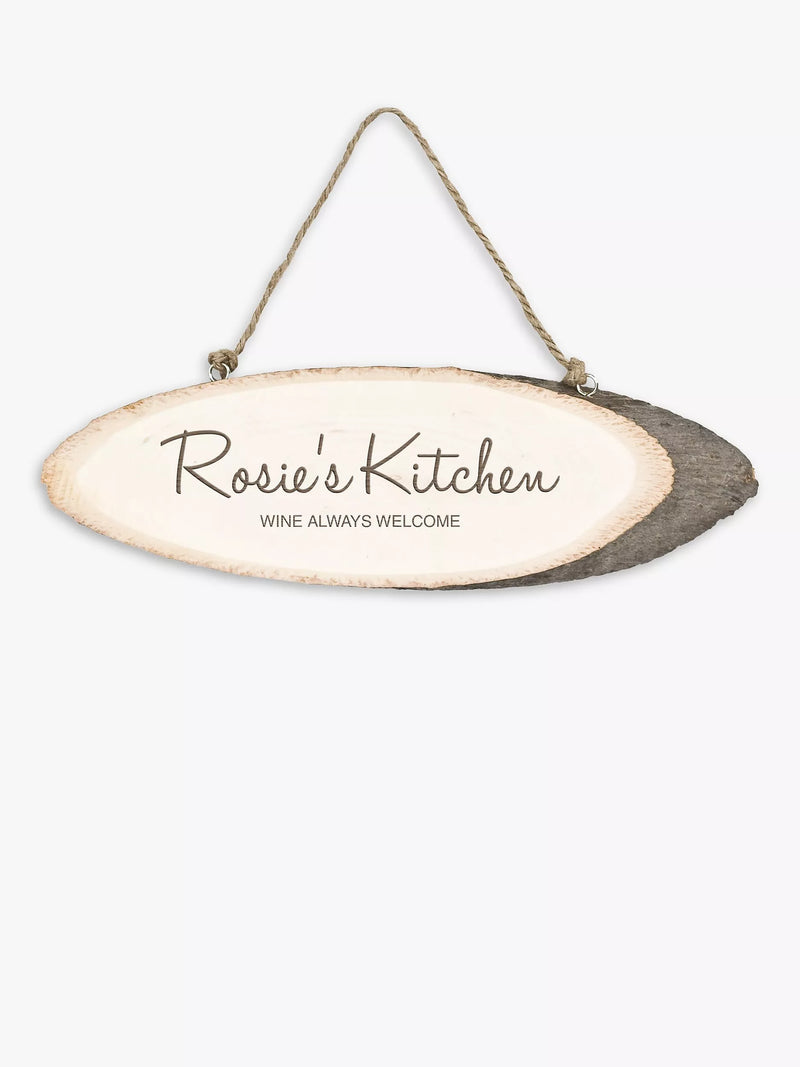 Treat Republic personalised rustic wood kitchen sign Natural (British brand)
