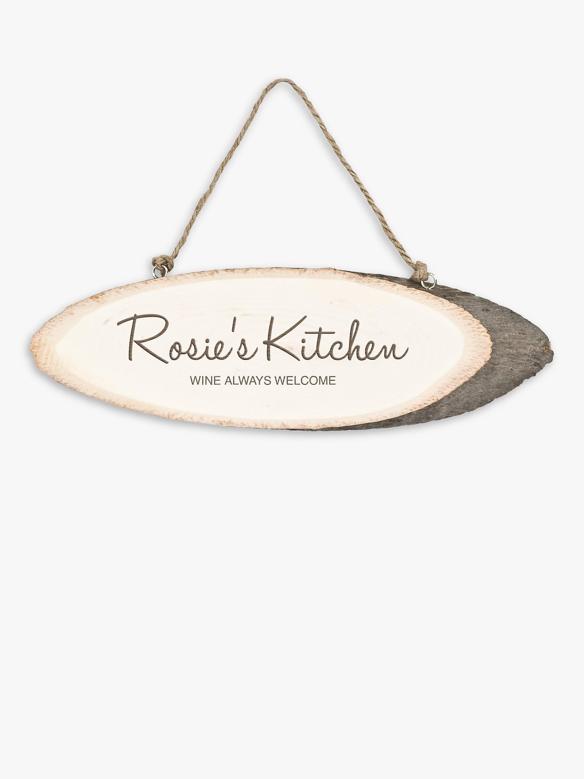 Treat Republic personalised rustic wood kitchen sign Natural (British brand)