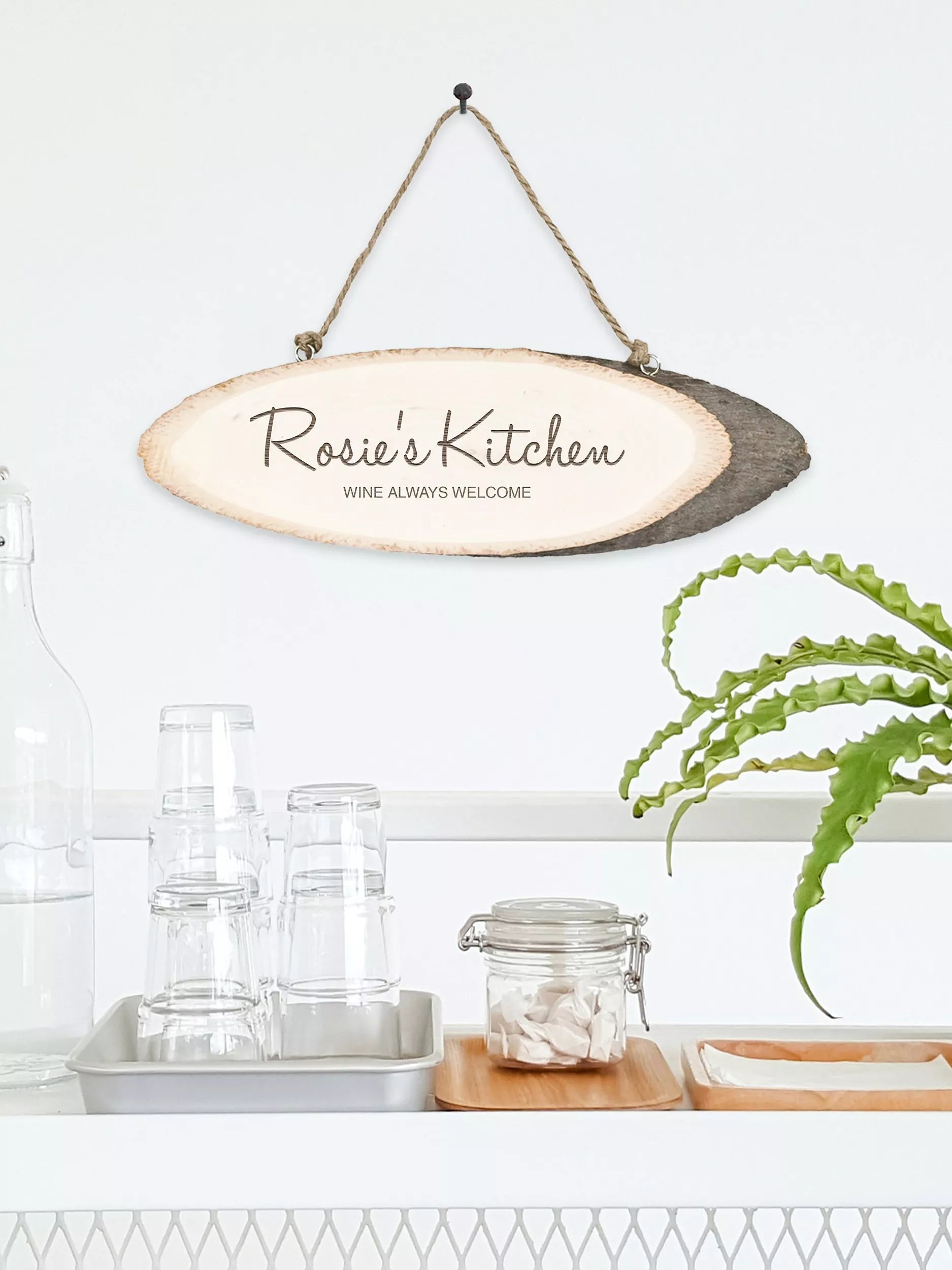 Treat Republic personalised rustic wood kitchen sign Natural (British brand)