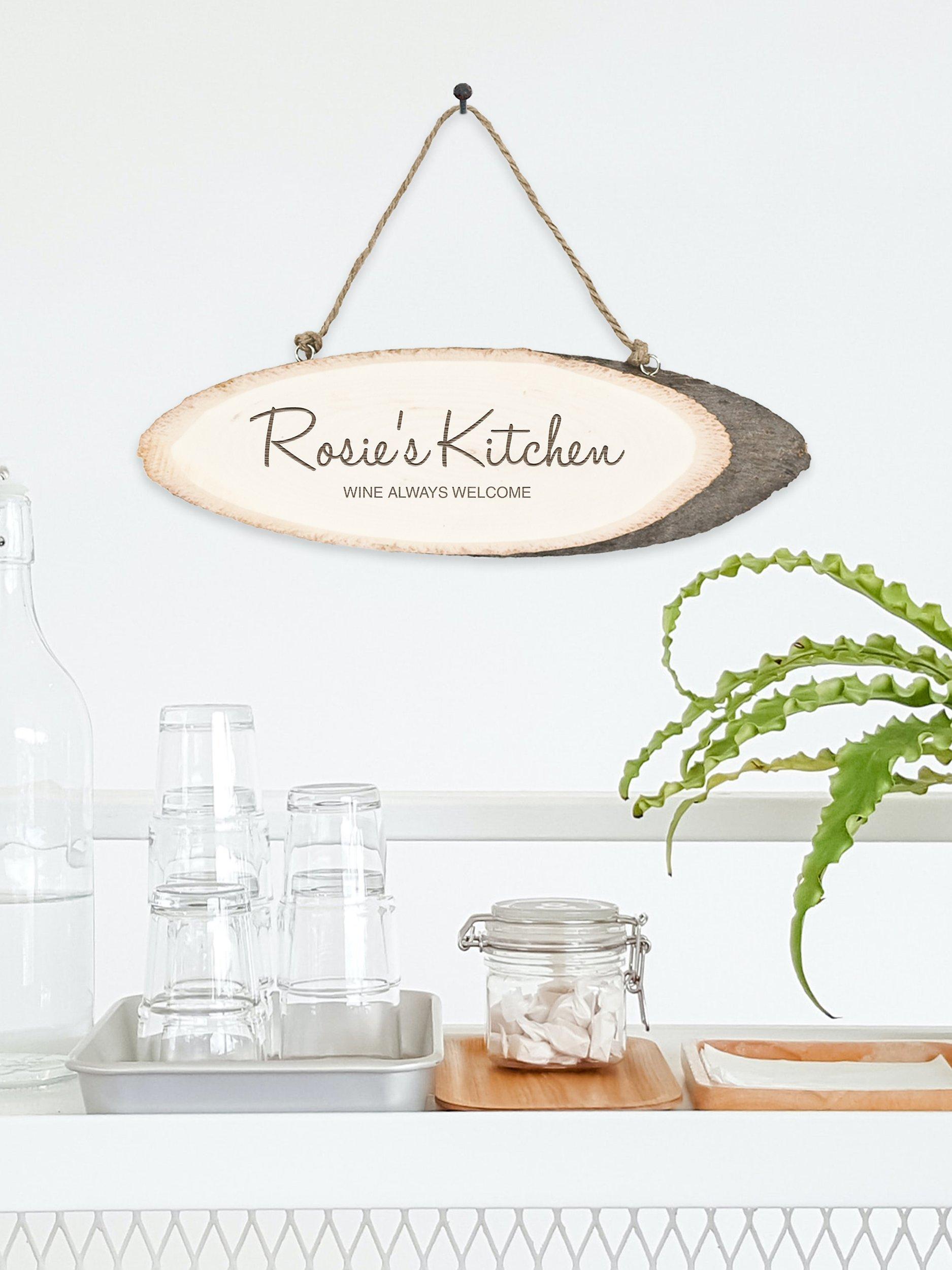 Treat Republic personalised rustic wood kitchen sign Natural (British brand)