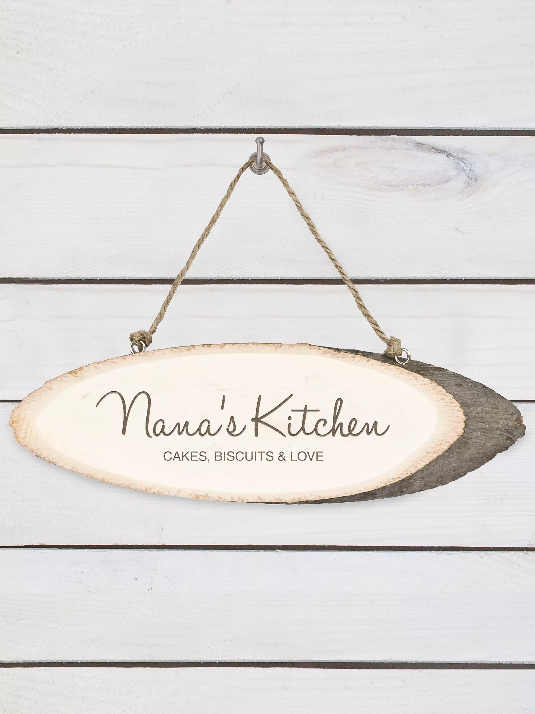 Treat Republic personalised rustic wood kitchen sign Natural (British brand)