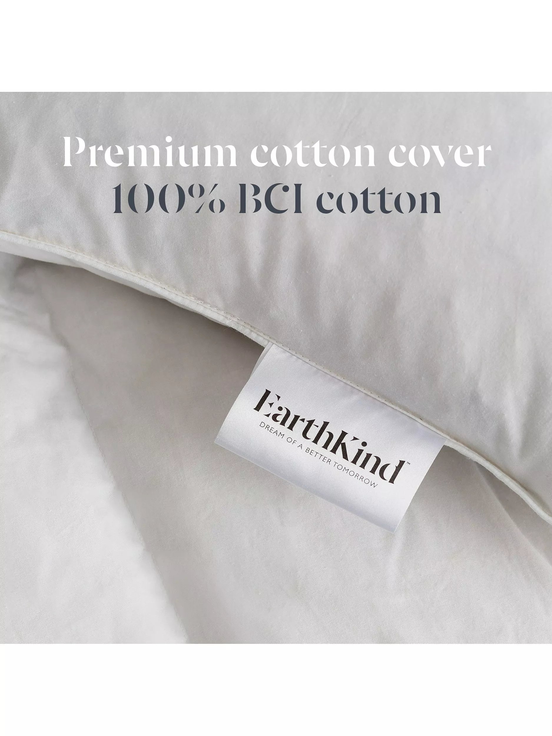 EarthKind recycled feather down medium pillow standard, imported from the UK
