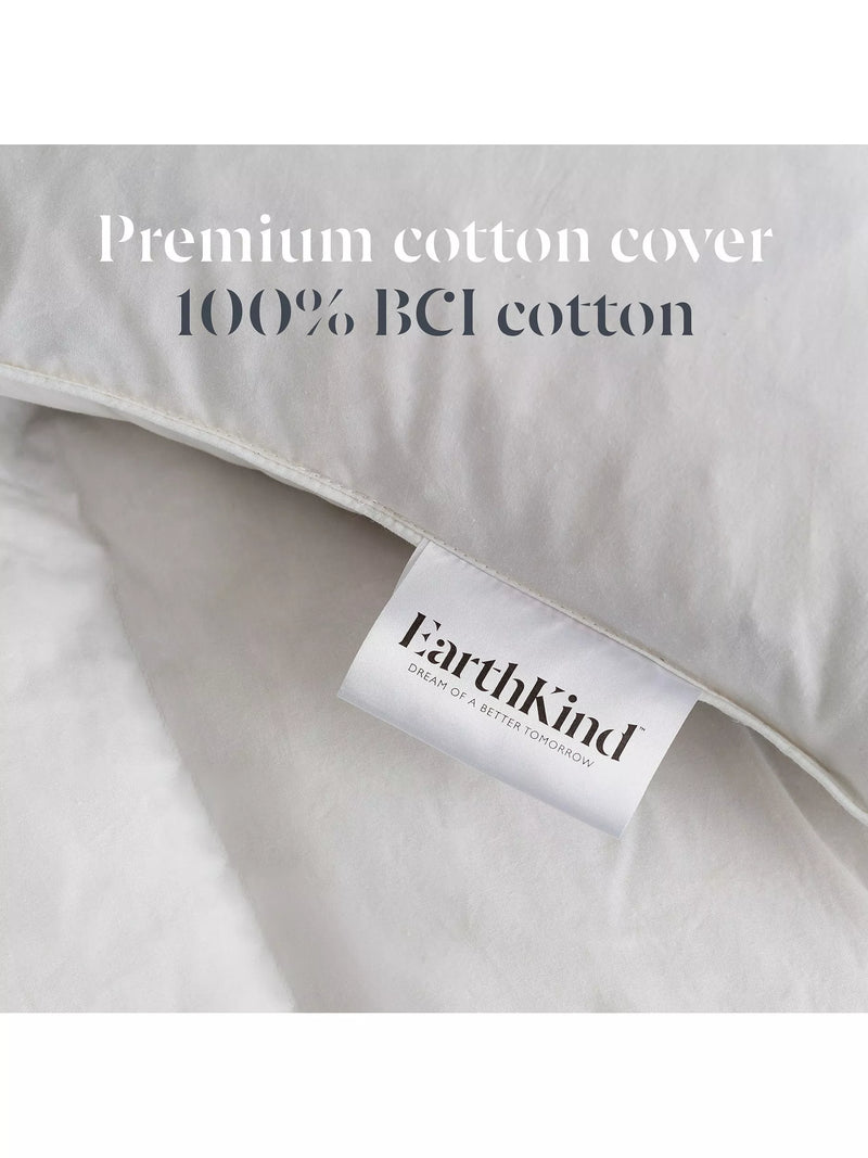 EarthKind recycled feather down medium pillow standard, imported from the UK