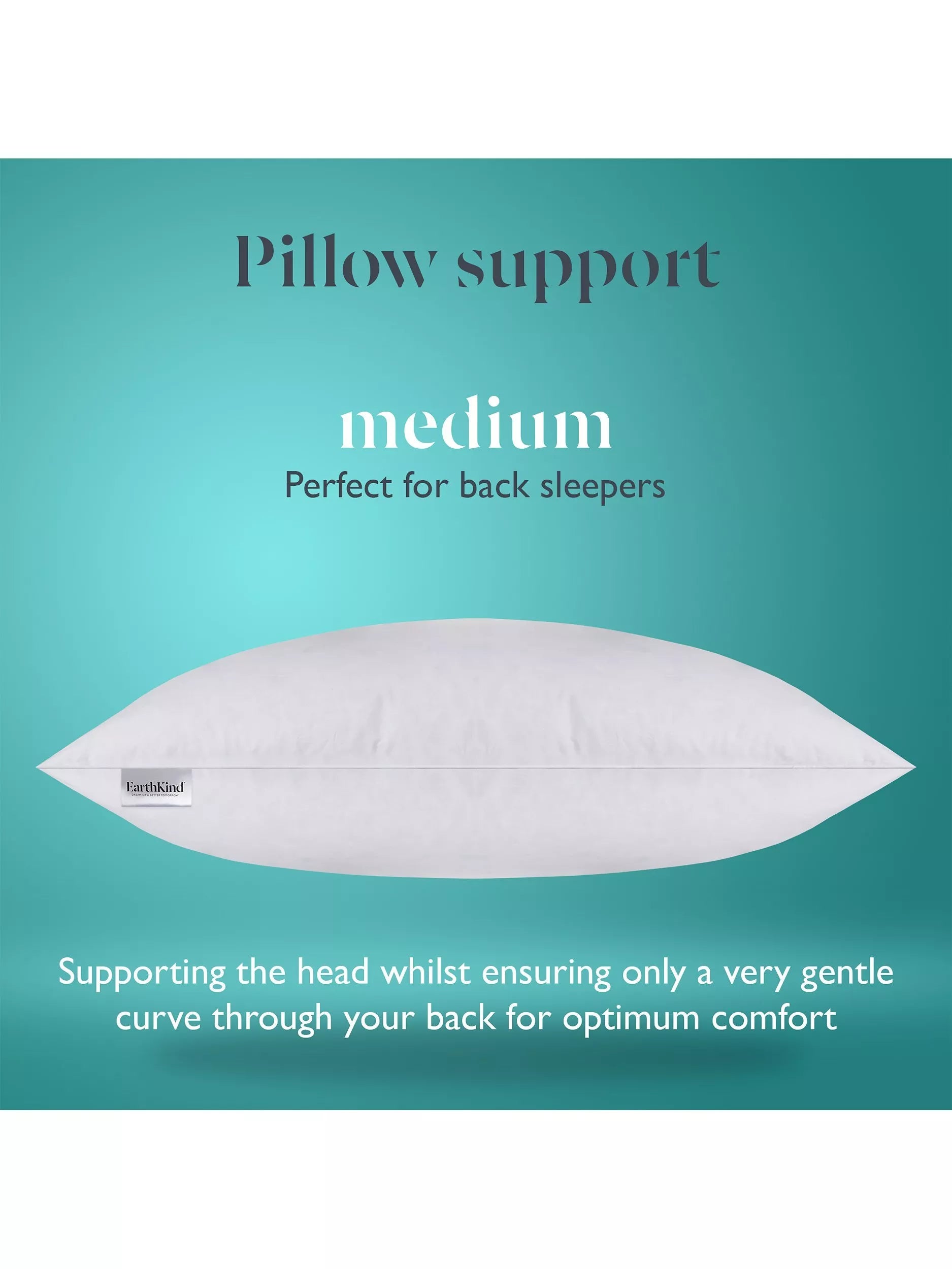 EarthKind recycled feather down medium pillow standard, imported from the UK
