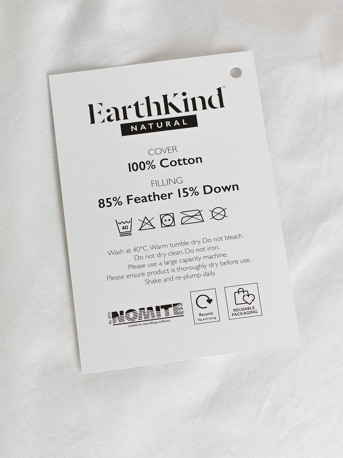 EarthKind recycled feather down medium pillow standard, imported from the UK