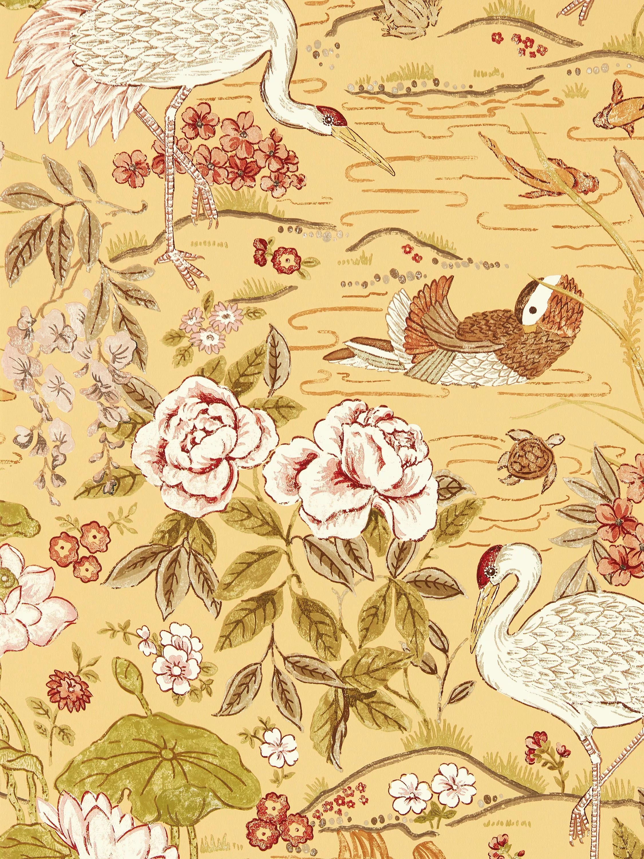 Sanderson Crane & Frog Wallpaper (British brand)