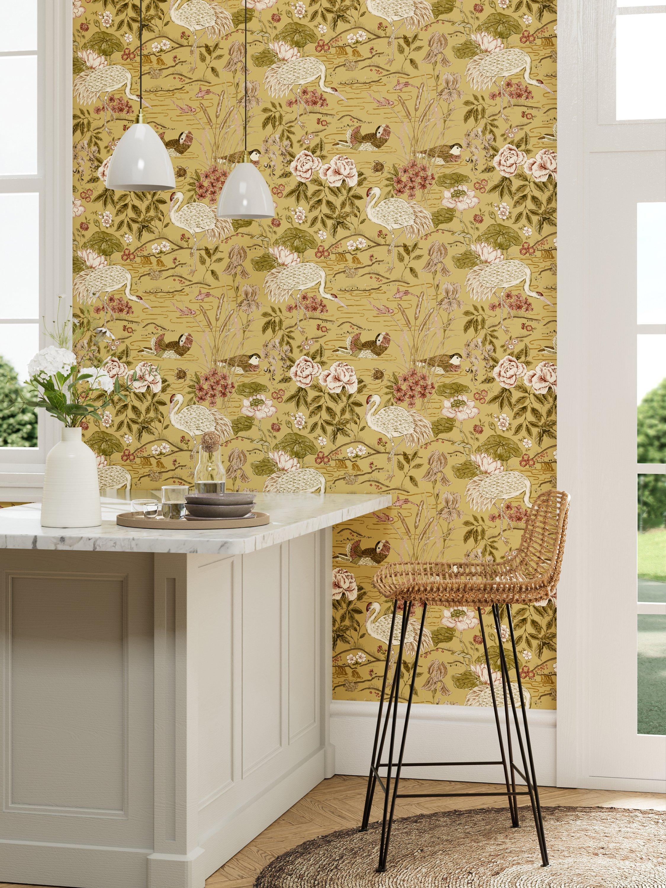 Sanderson Crane & Frog Wallpaper (British brand)