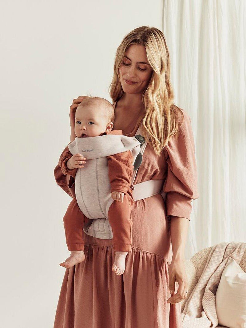 BabyBjörn baby mini carrier in light beige for newborns to 1 year - British product