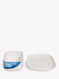 Rick Stein Coves of Cornwall butter dish, blue/white bone china, imported from the UK