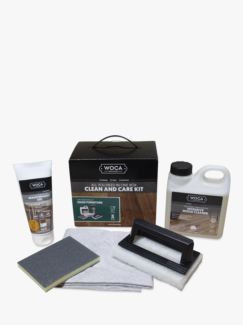 WOCA oiled wood furniture clean and care kit (British brand)