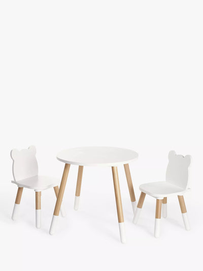 John Lewis John Lewis Bear Table & Chairs Set, White/Natural Kids Table and Chairs- Buy online at McGrocer