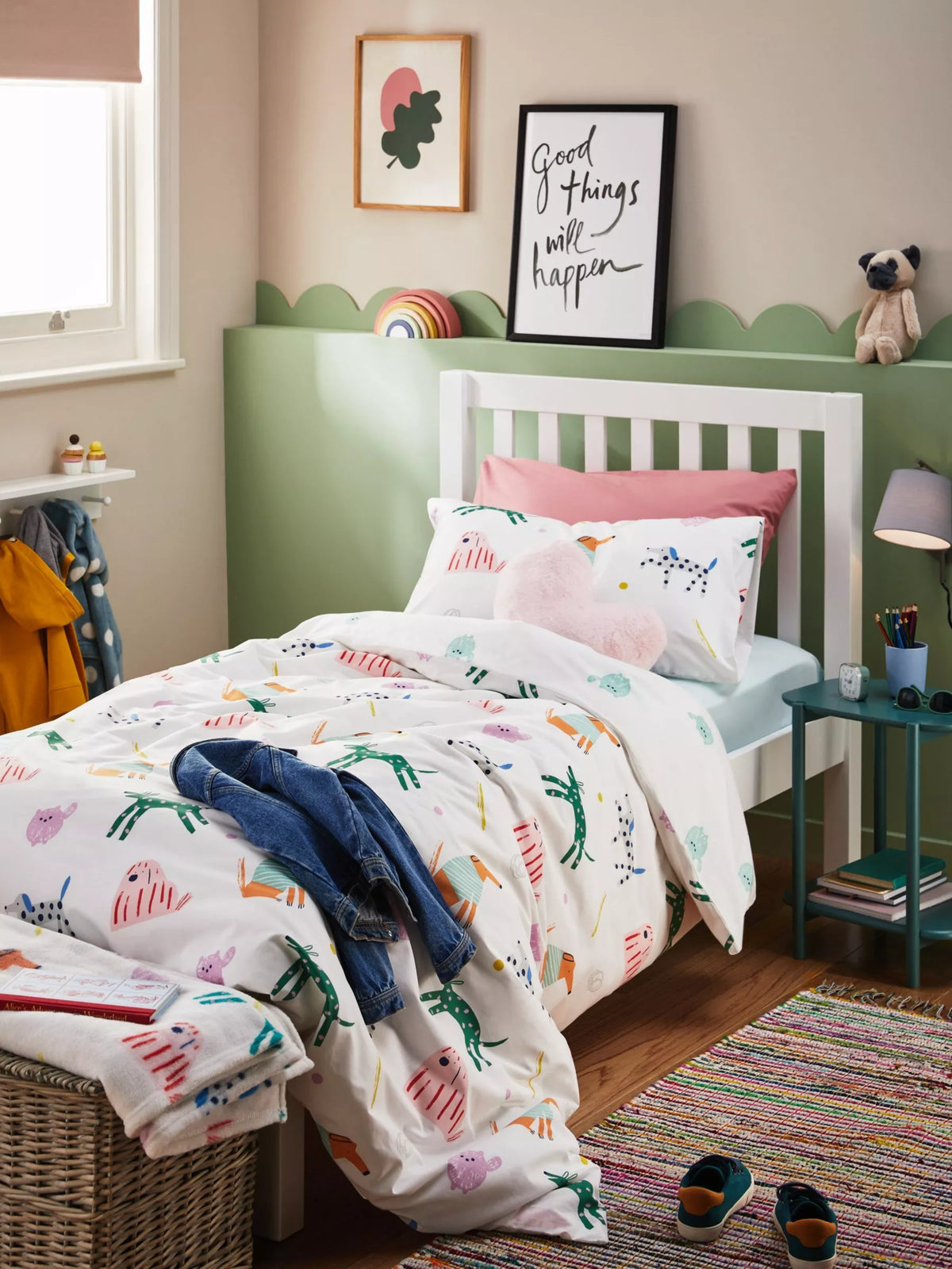 John Lewis Easy Care Park Pals Reversible Duvet Cover and Pillowcase Set Double
