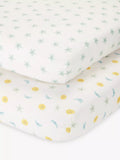 John Lewis ANYDAY Night & Day Print Fitted Cotton Baby Sheet, Pack of 2