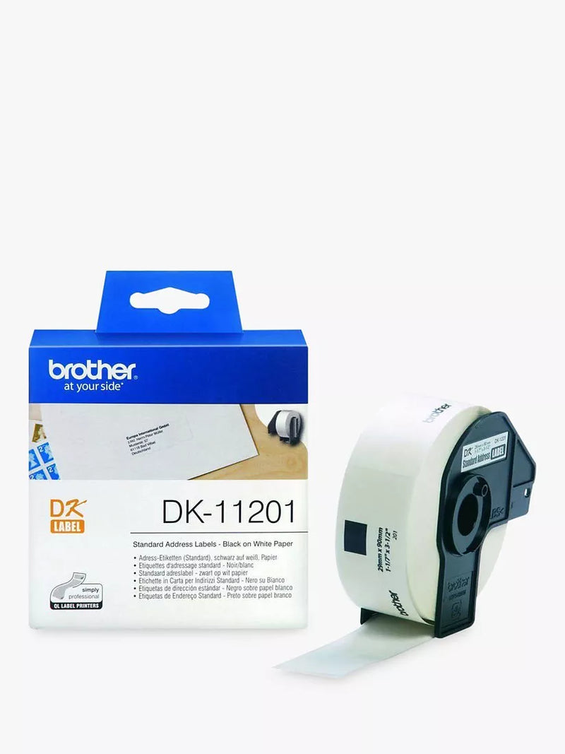 Brother label roll black on white 29x90mm, imported from the UK