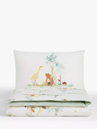 John Lewis Little Animals Sengetøy for småbarn i ren bomull med dynetrekk og putevar, flerfarget