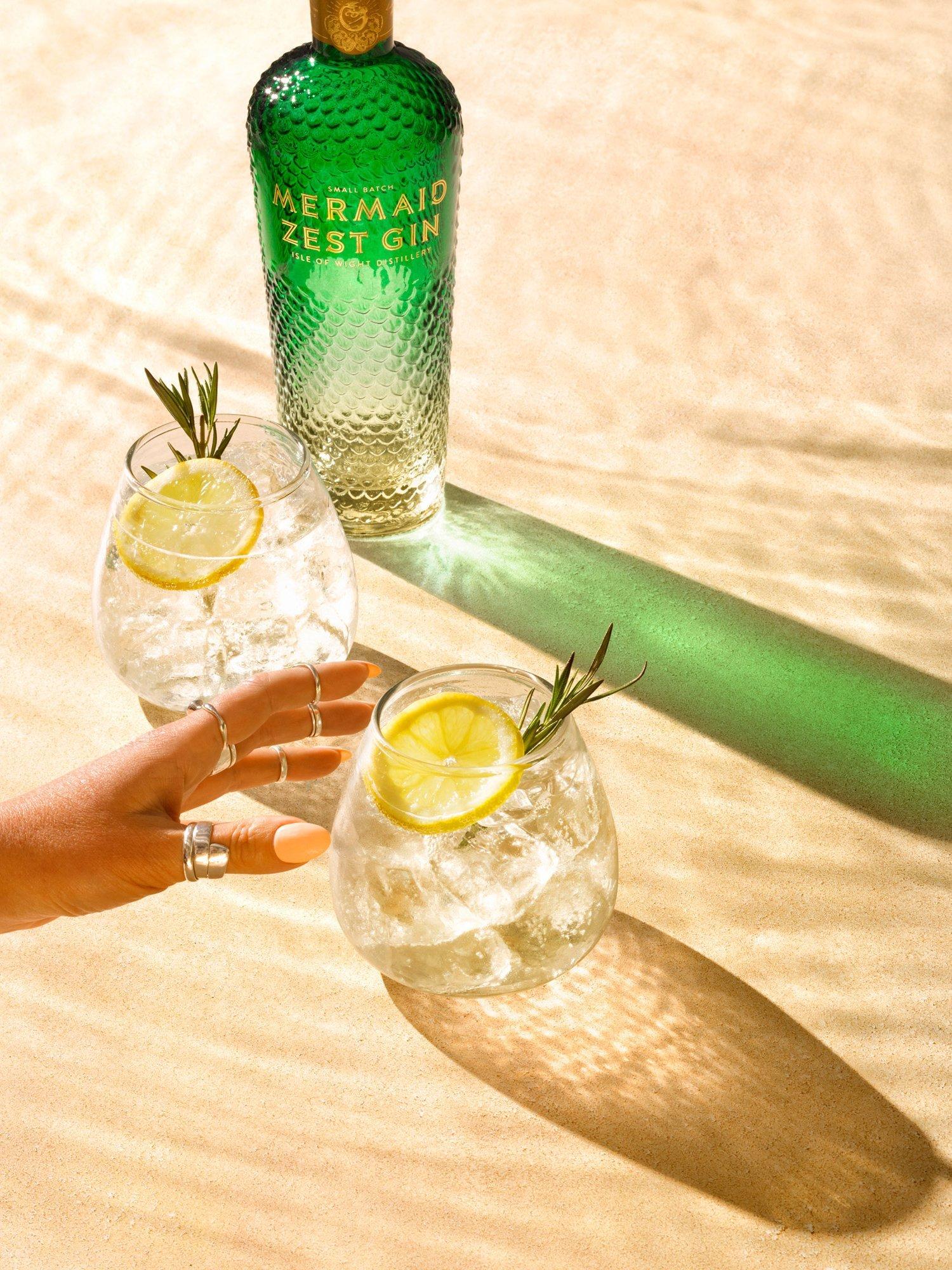 Mermaid Zest Gin with grapefruit and rosemary, 70cl bottle, imported from the UK