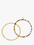 Estella Bartlett Coco Tourmaline Beaded Double Bracelet, Pack of 2, Gold/Multi