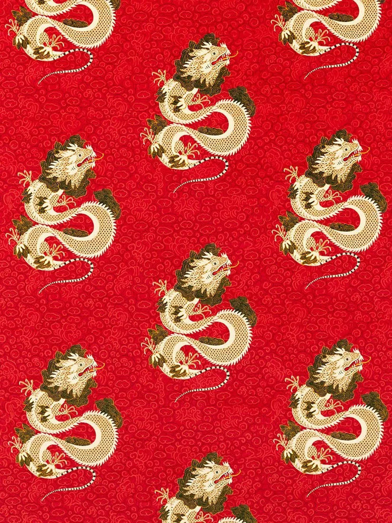 Sanderson Water Dragon velvet fabric Cinnabar Red (British brand)
