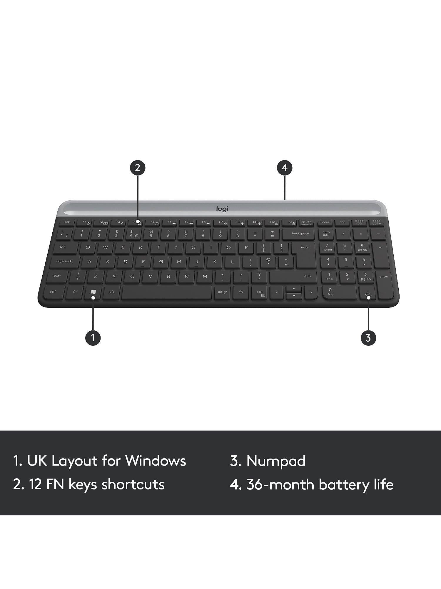 Logitech MK470 wireless keyboard and mouse black - British product