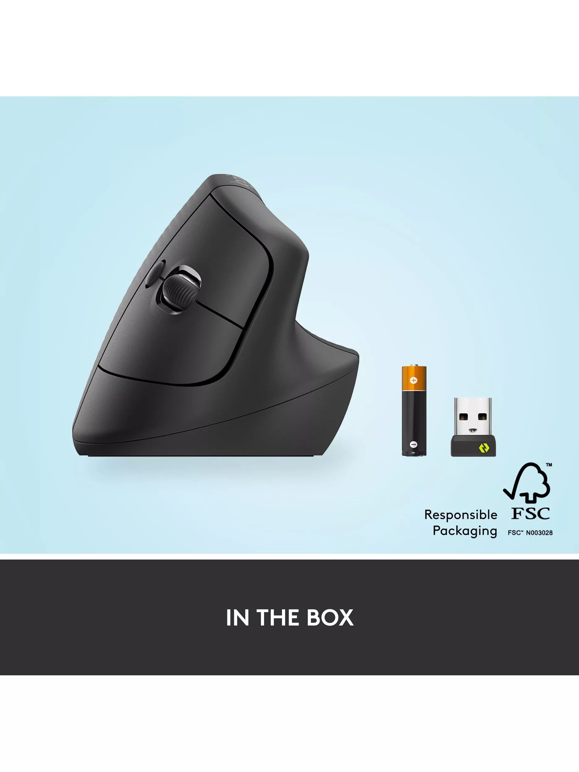 Logitech Lift vertical ergonomic mouse graphite, imported from the UK