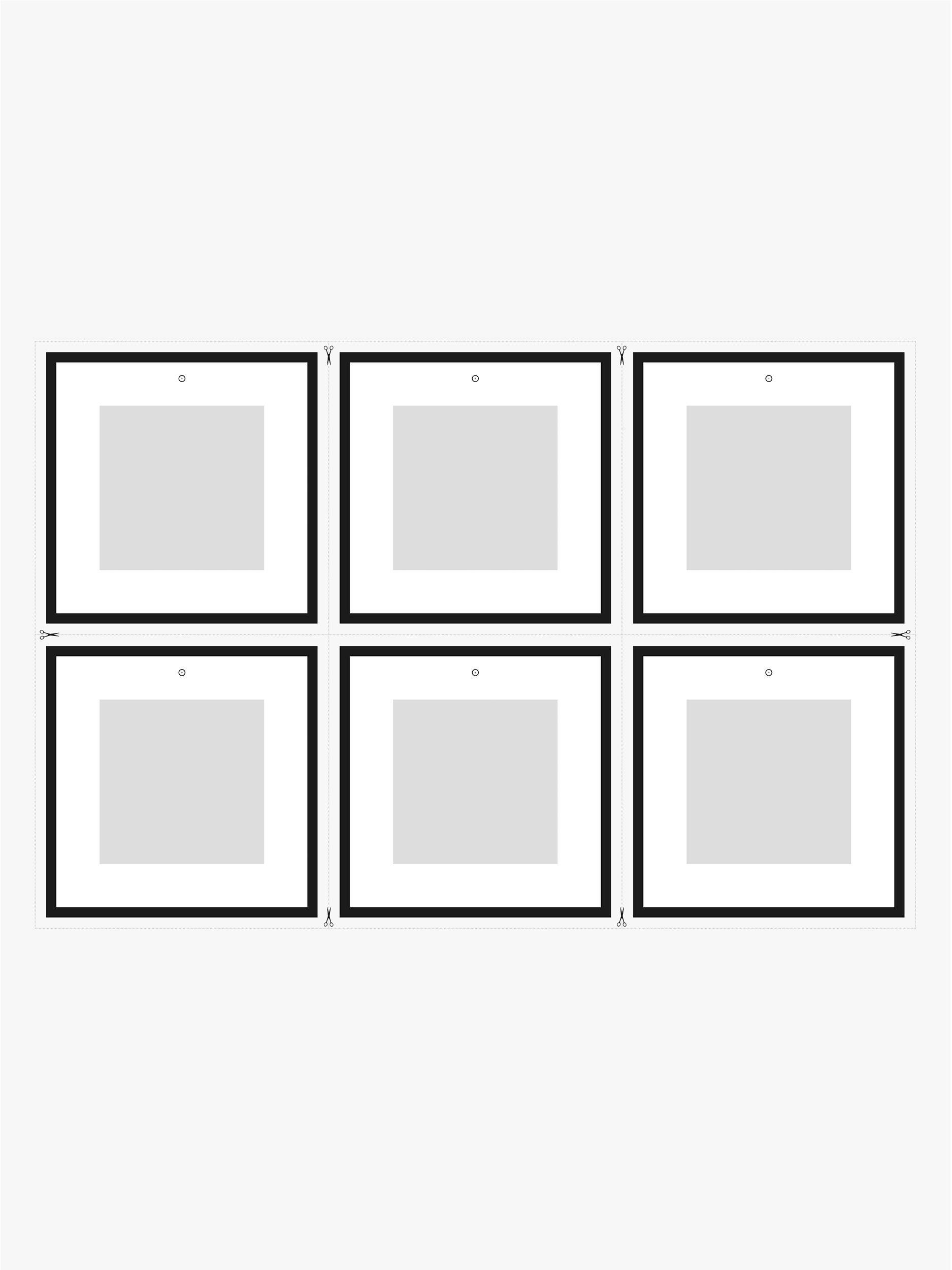 Nielsen square photo frame and mount set for six 8 x 8 inch images, black wood-effect finish, imported from the UK