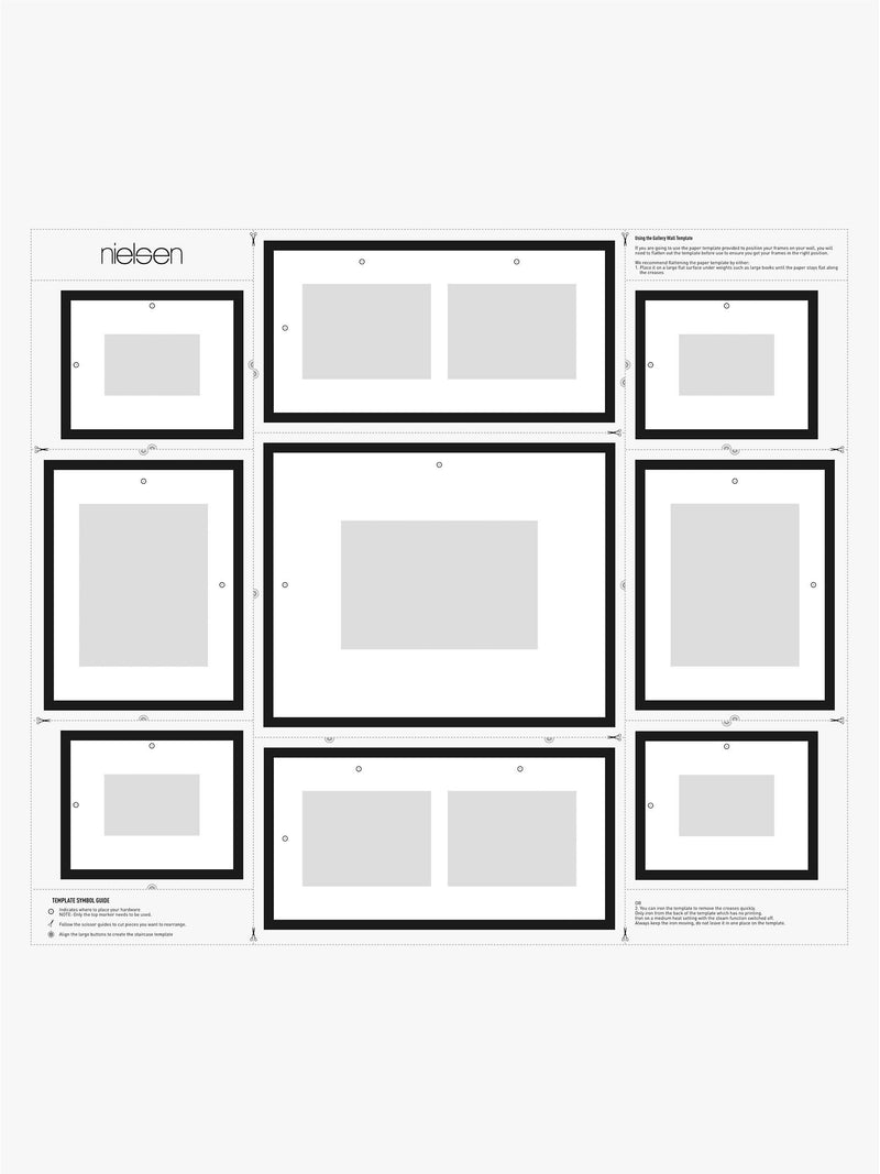 Nielsen multi-aperture photo frame set for 11 photos in black, imported from the UK