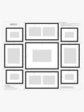 Nielsen multi-aperture photo frame set for 11 photos in black, imported from the UK
