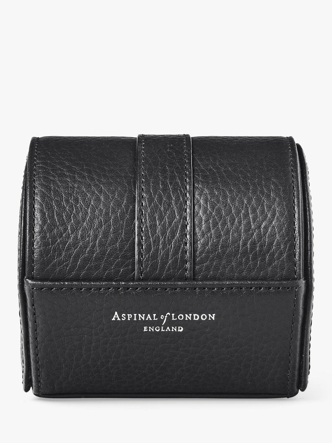 Aspinal of London pebble leather travel watch roll, UK version