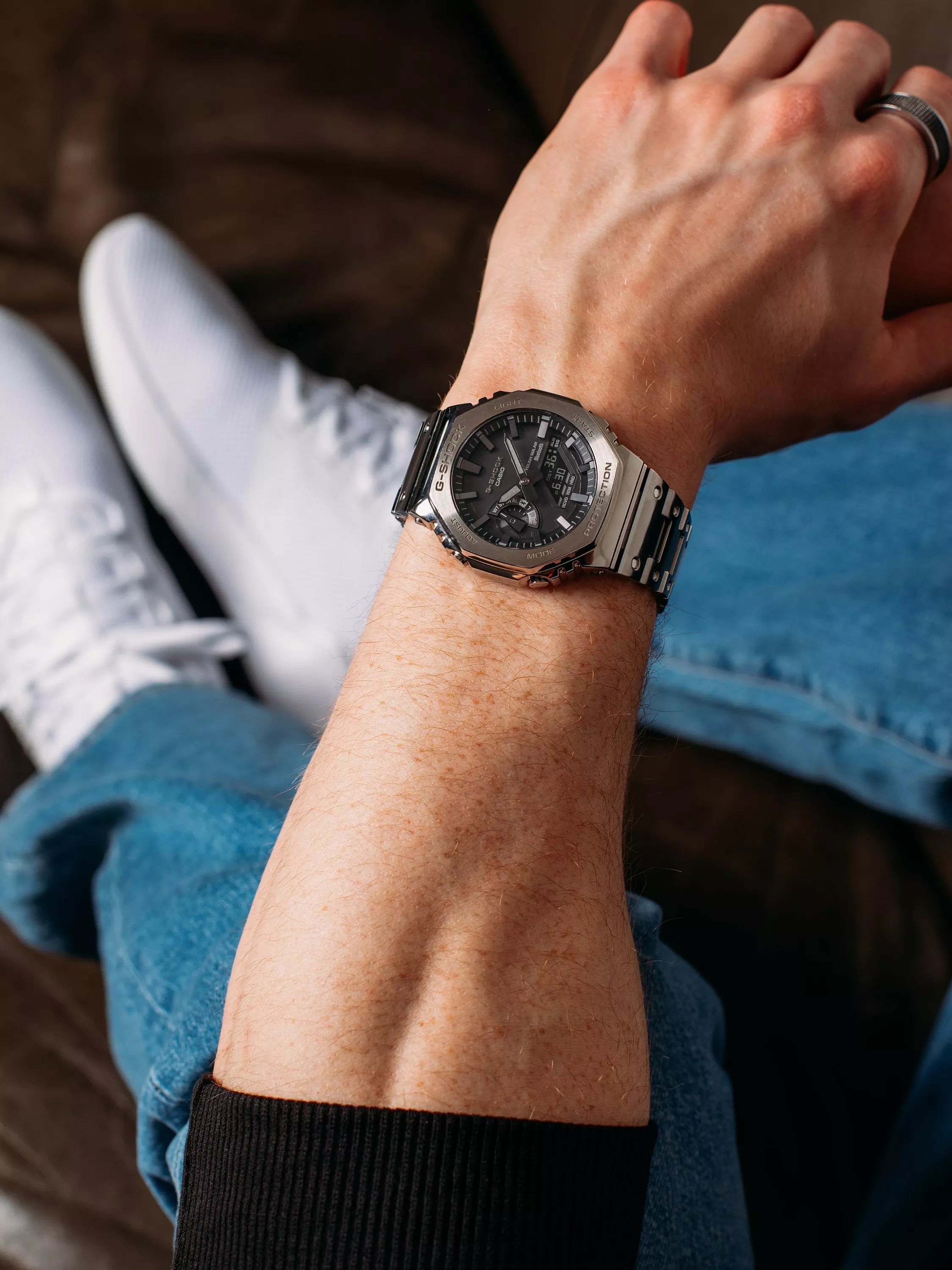 Casio G-Shock silver bracelet watch GM-B2100D, UK version
