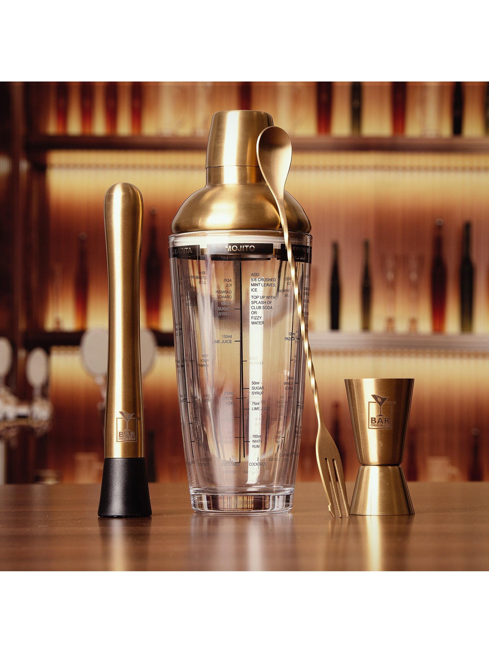 Bar Originale Cocktail Shaker Set Gold/Clear 5 Piece 600ml - British product