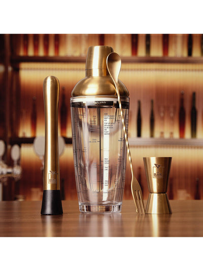 Bar Originale Cocktailshakersett i rustfritt stål, 5 deler, 600 ml, Gull/Klar