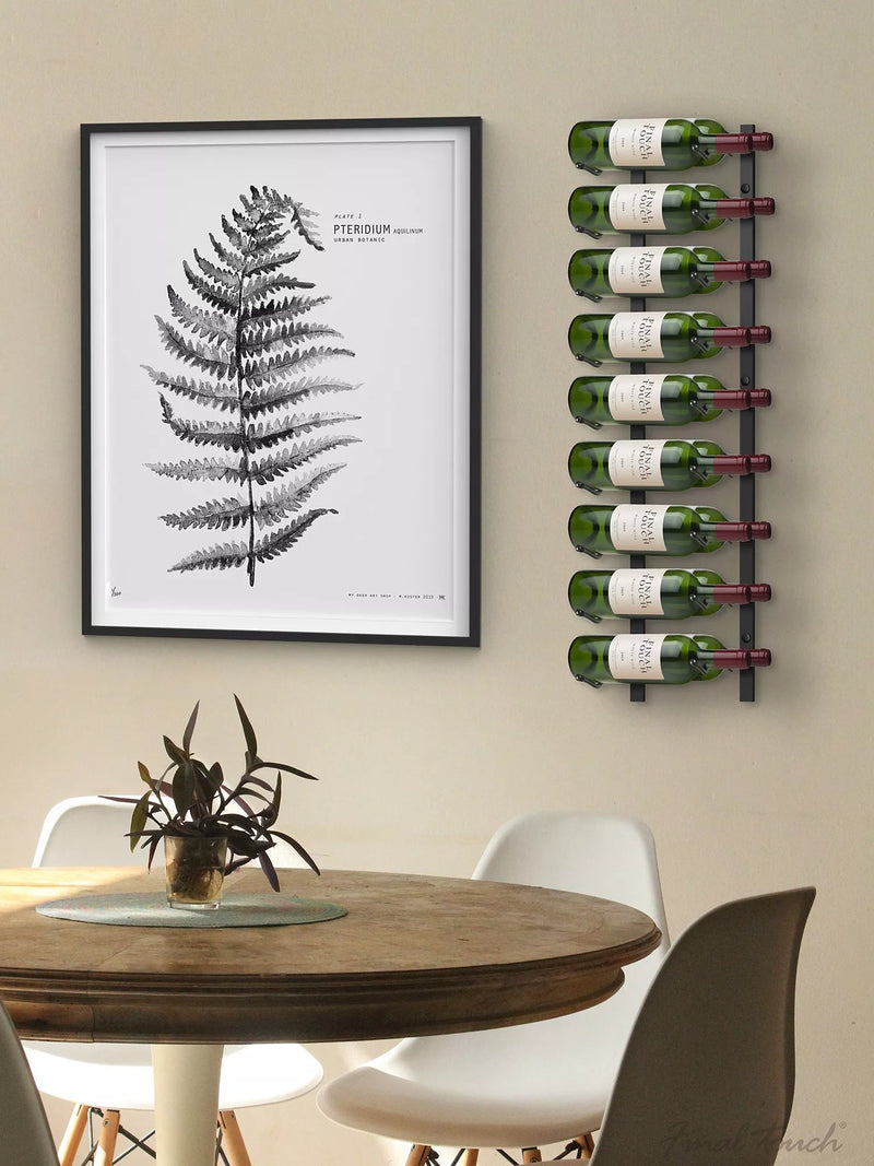 Final Touch wall-mounted metal wine rack black 18 bottle, imported from the UK