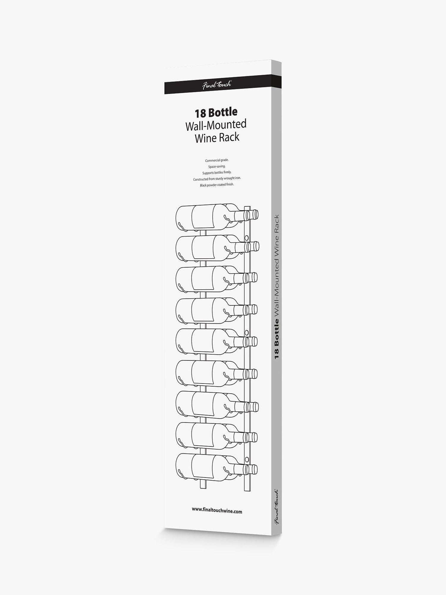 Final Touch wall-mounted metal wine rack black 18 bottle, imported from the UK