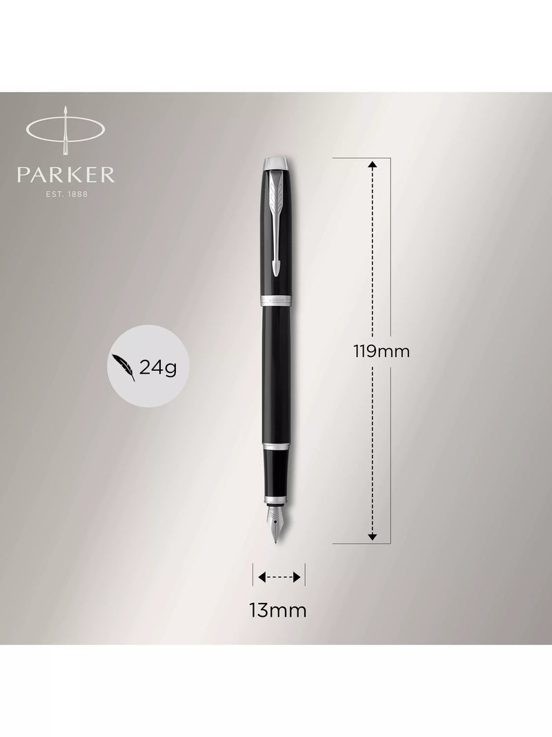 Parker IM black chrome trim ballpoint and fountain pen set, UK version