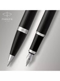 Parker IM black chrome trim ballpoint and fountain pen set, UK version