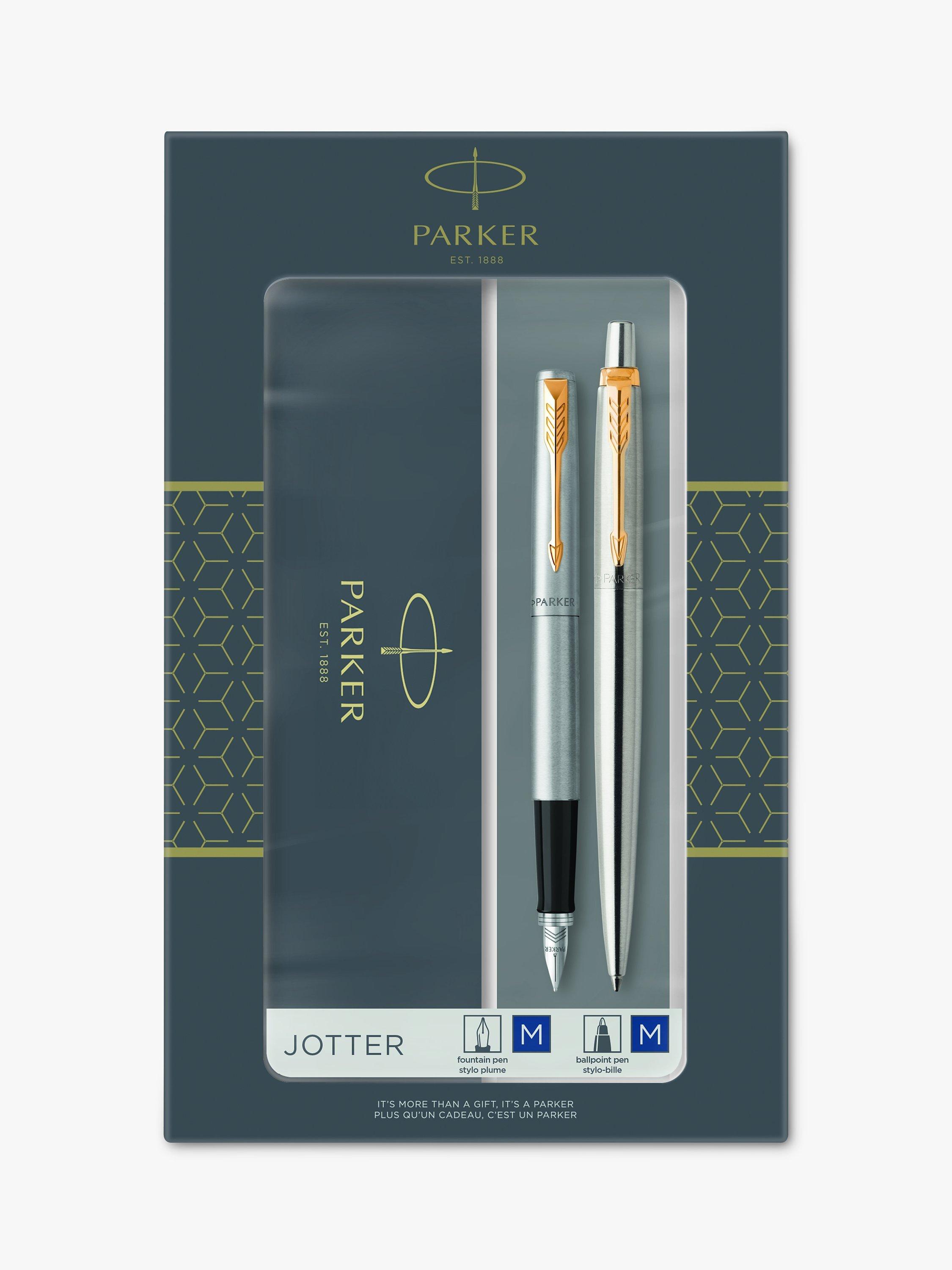 Parker Jotter pen set stainless steel gold trim - British product