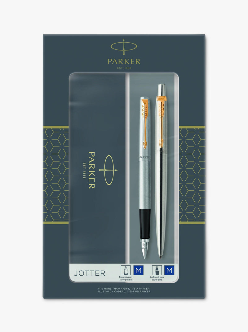 Parker Jotter pen set stainless steel gold trim - British product