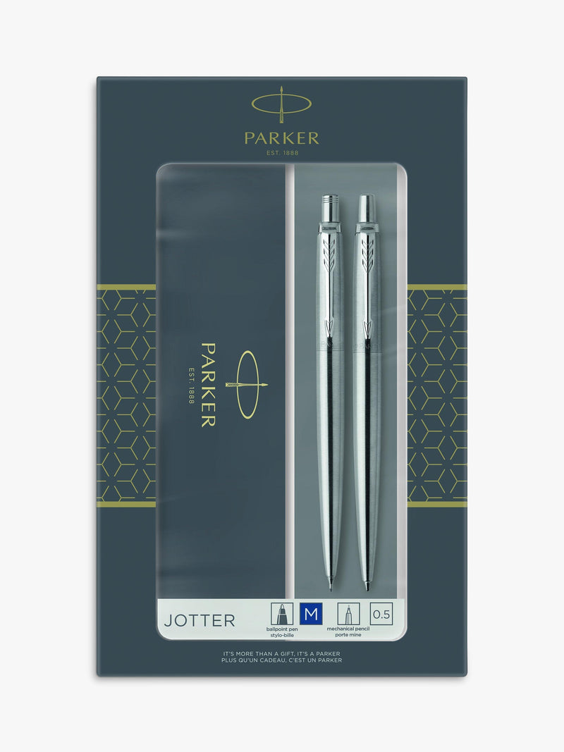 PARKER Jotter stainless steel pen and pencil set (British brand)