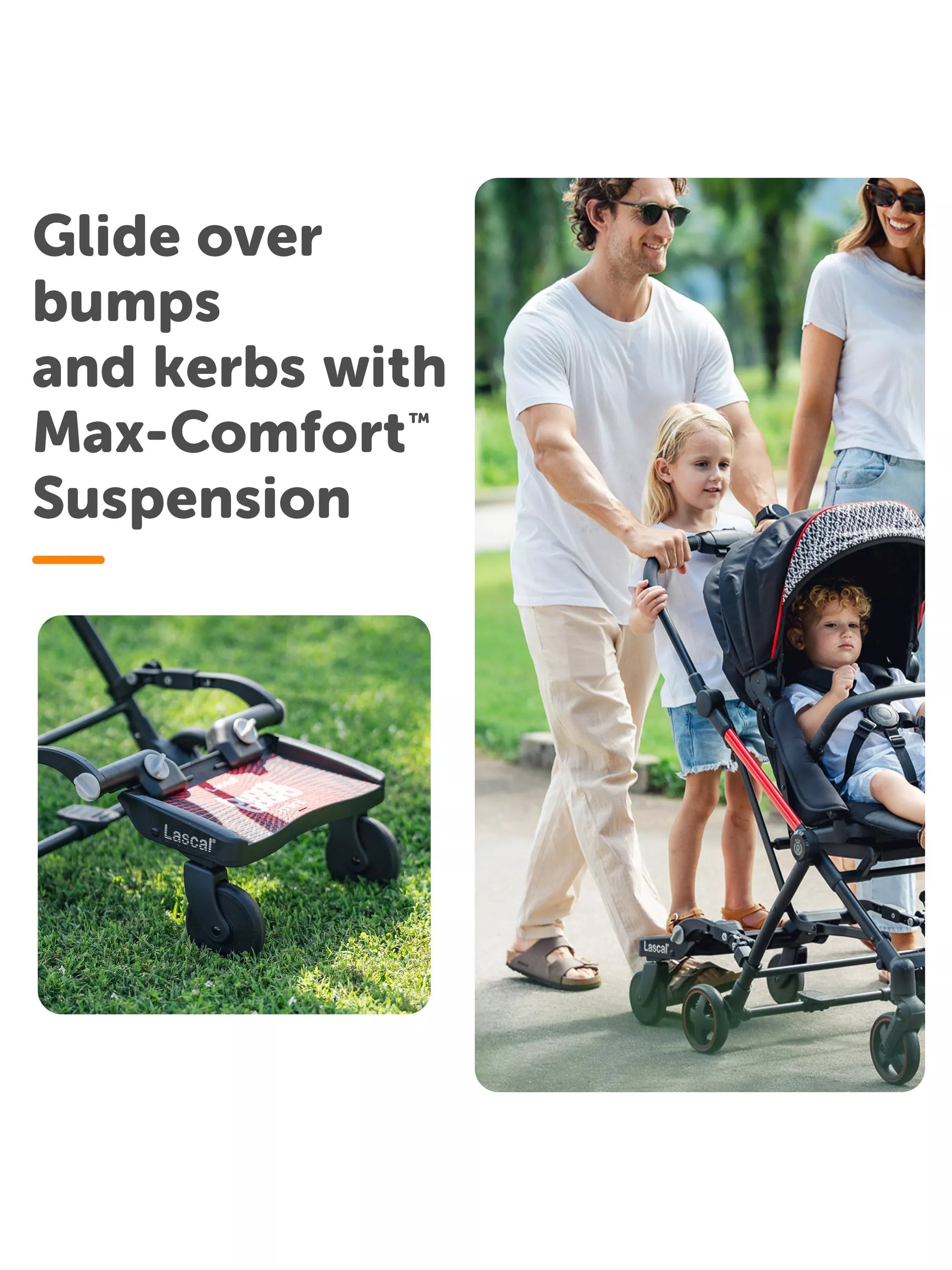 Lascal Mini BuggyBoard in grey for pushchairs, UK version