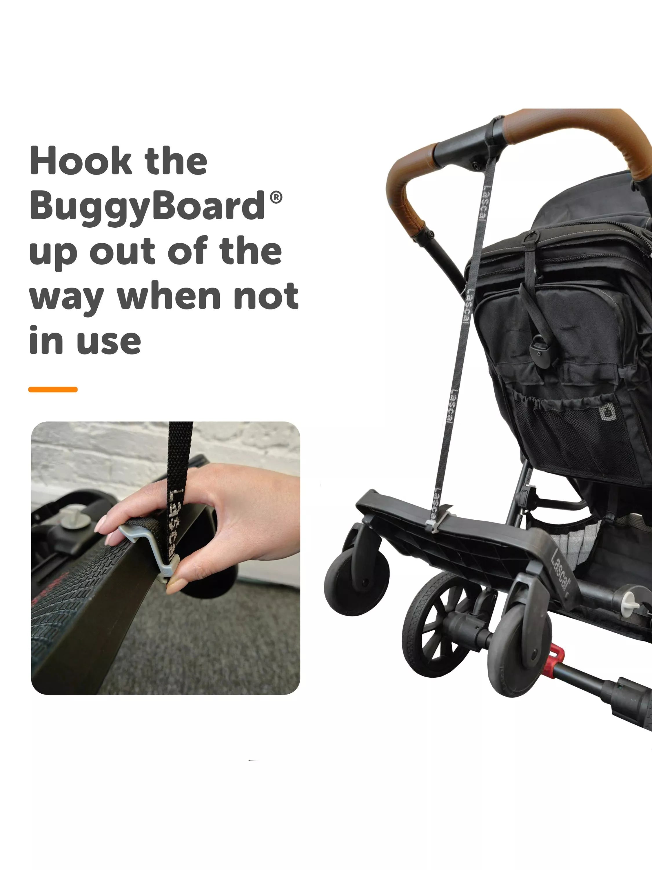 Lascal Mini BuggyBoard in grey for pushchairs, UK version