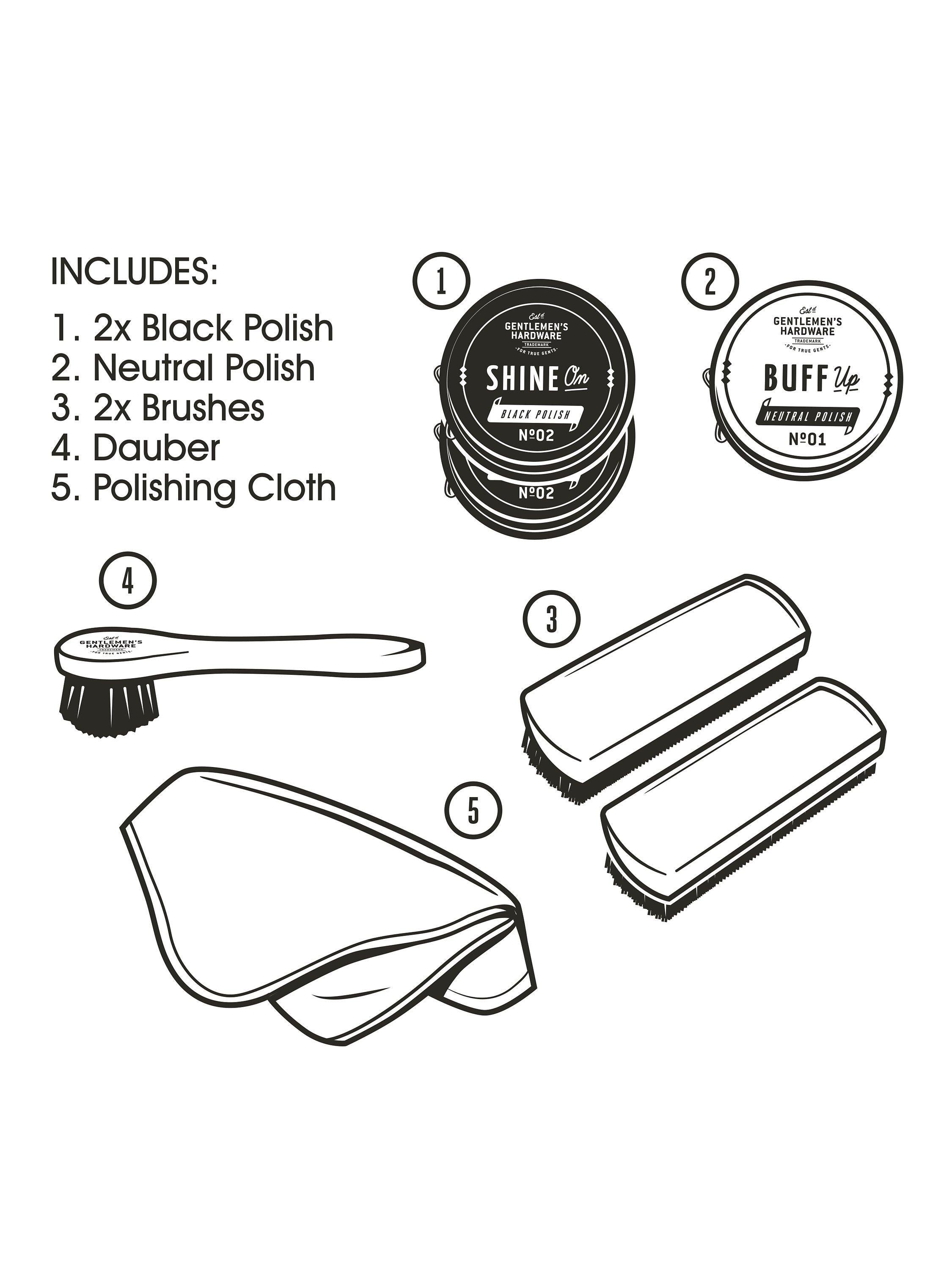 Gentlemen's Hardware shoe shine box with polish and brushes, UK version