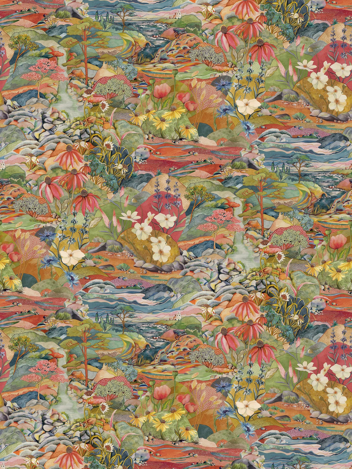 Osborne & Little Trebah Wallpaper, Terracotta W7685-02
